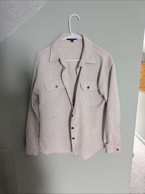 Beige Corduroy Button-Up Jacket